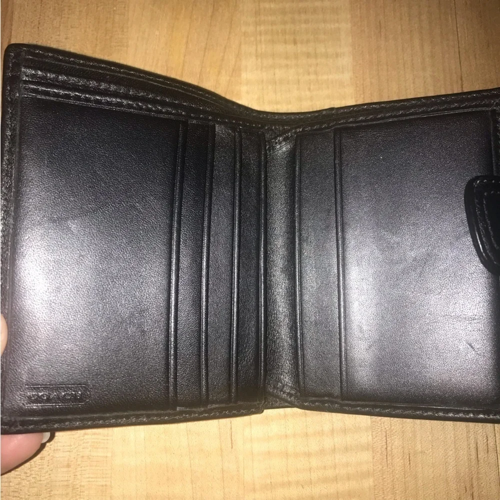 Coach Pleated Leather Black Wallet Snap Front Back - Picture 7 of 12